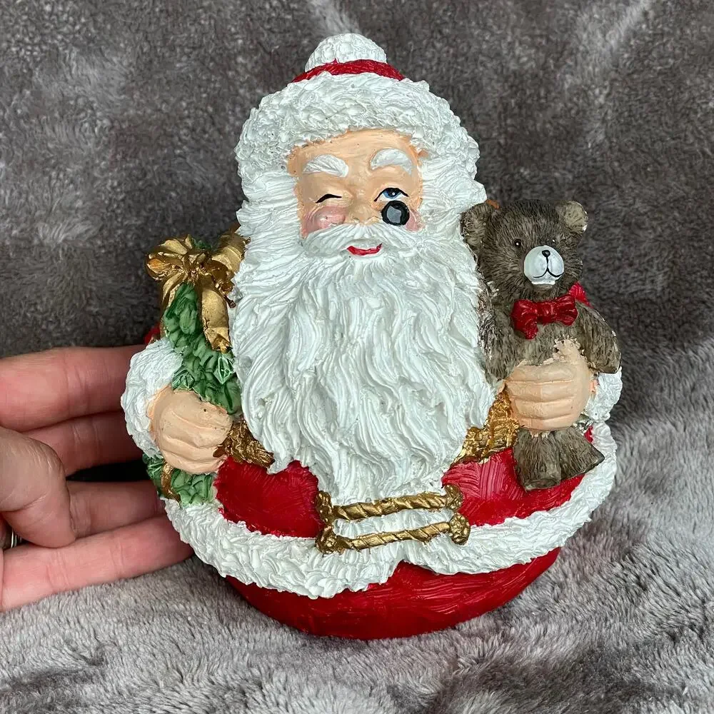 Pier 1 Santa Claus Figure Resin(?) Round Retired Christmas Collectible 6